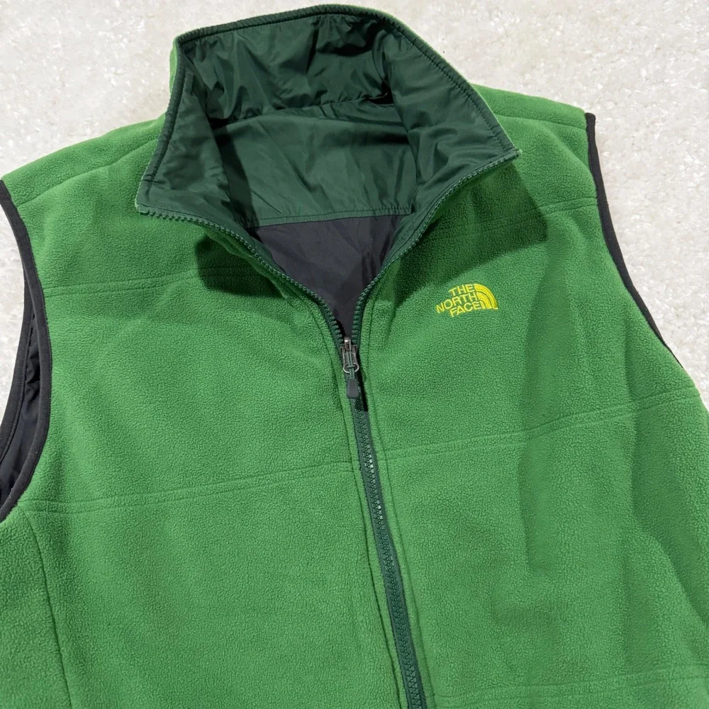 The North Face Vest Men Large Green Grey Reversible PrimaLoft Fleece Puffer